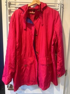 Lands' End Bright Pink Hooded Trench Coat